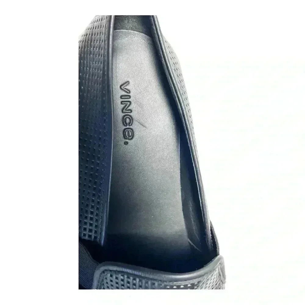 Vince Women's Blair Slip On Perforated Leather Low Top Sneakers Black Size 9.5